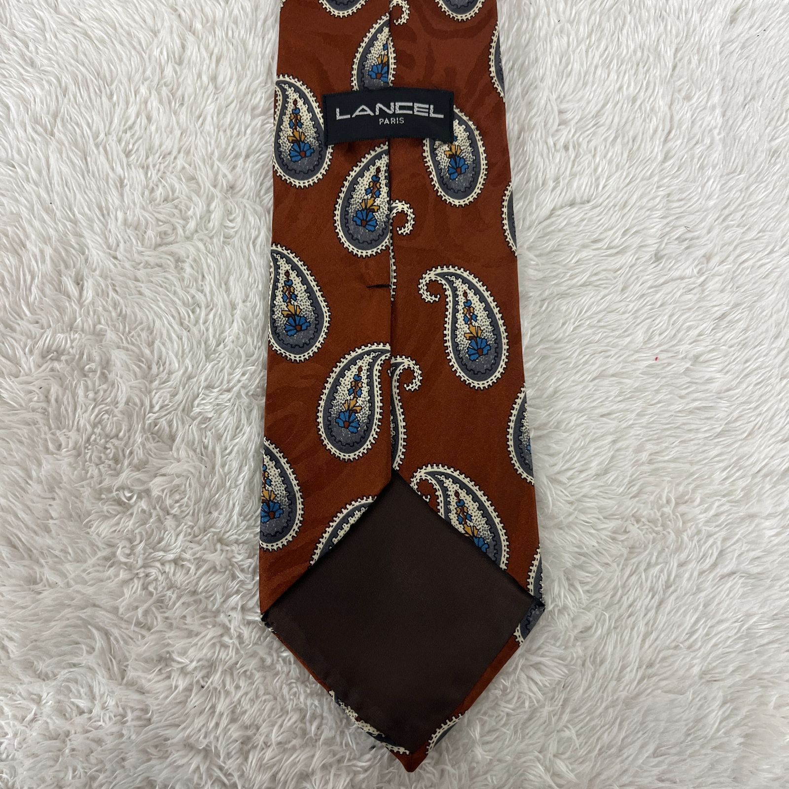 美品》LANCEL(ランセル) シルクネクタイ 総柄 ペイズリー 地模様