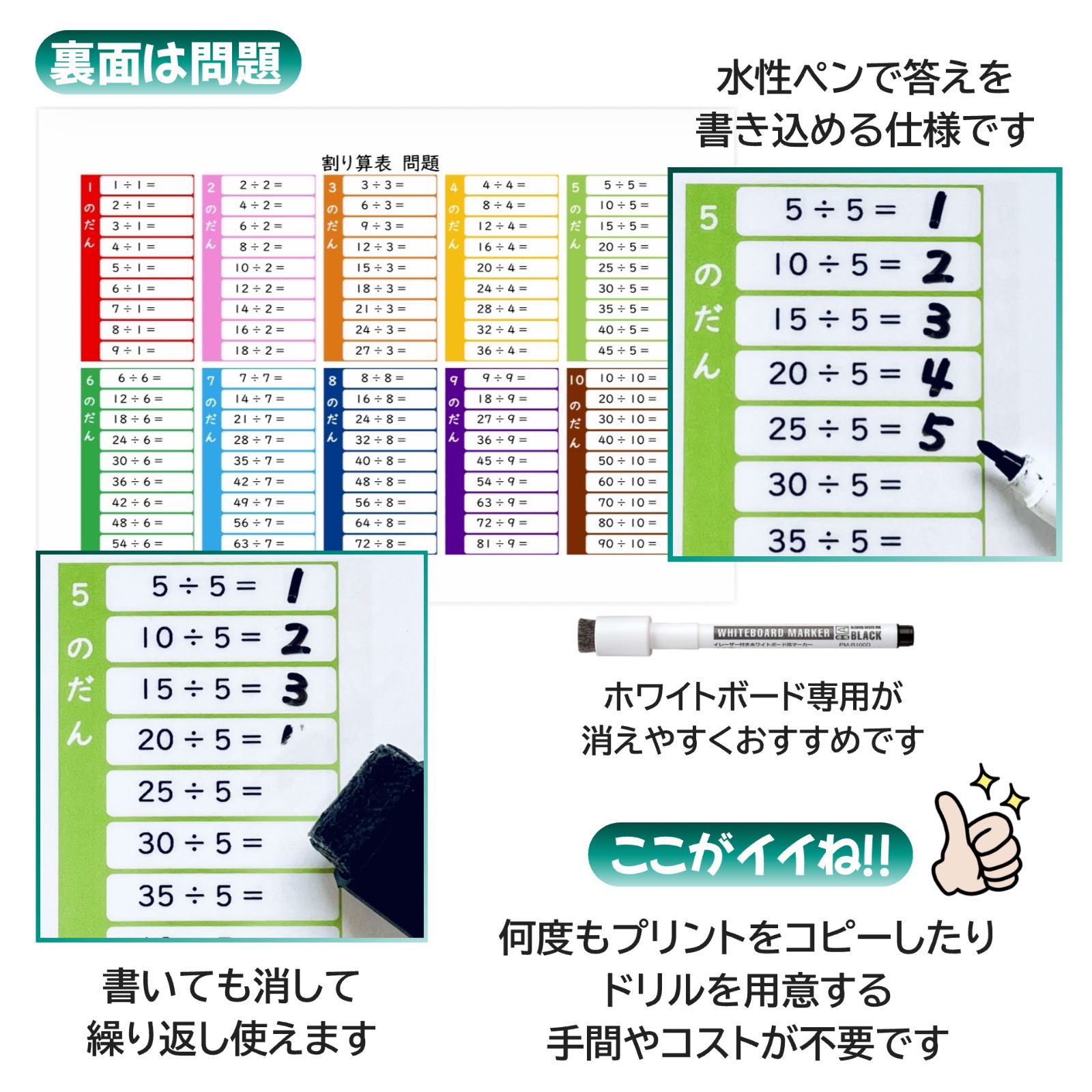 四則計算セット たし算表 ひき算表 かけ算表 わり算表 入学準備 就学 