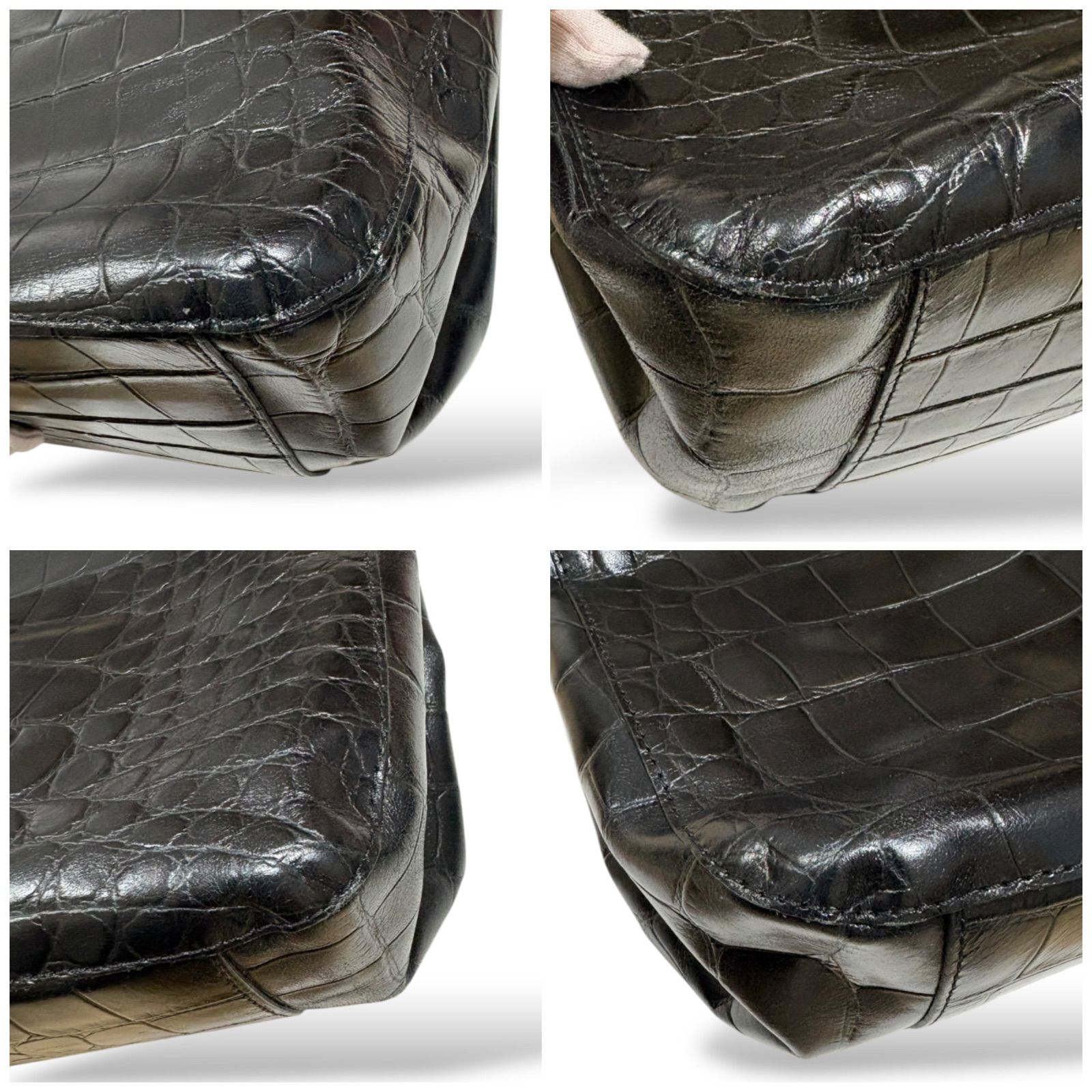 極美品✴︎ FURLA クロコ型押し トートバッグ レザー A4収納可 フルラ