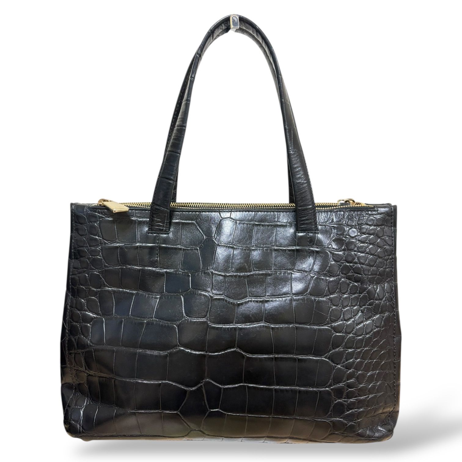 極美品✴︎ FURLA クロコ型押し トートバッグ レザー A4収納可 フルラ