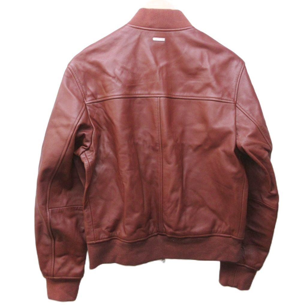 ヒューゴボス HUGO BOSS ラムレザー ライダースジャケット ブルゾン 羊