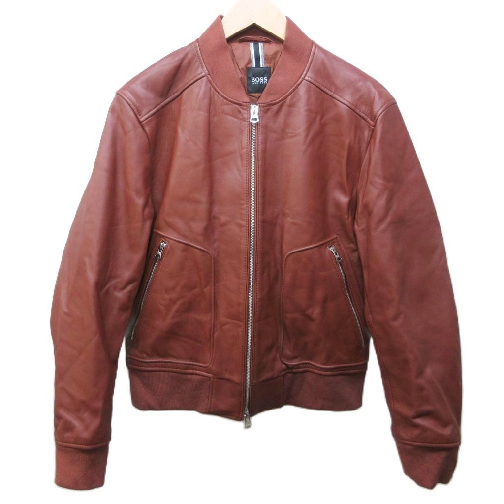 ヒューゴボス HUGO BOSS ラムレザー ライダースジャケット ブルゾン 羊
