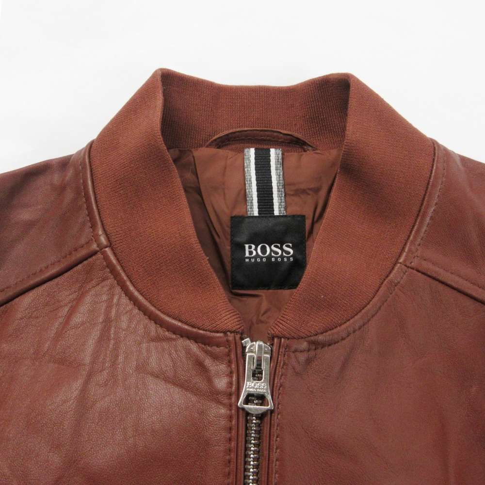 ヒューゴボス HUGO BOSS ラムレザー ライダースジャケット ブルゾン 羊