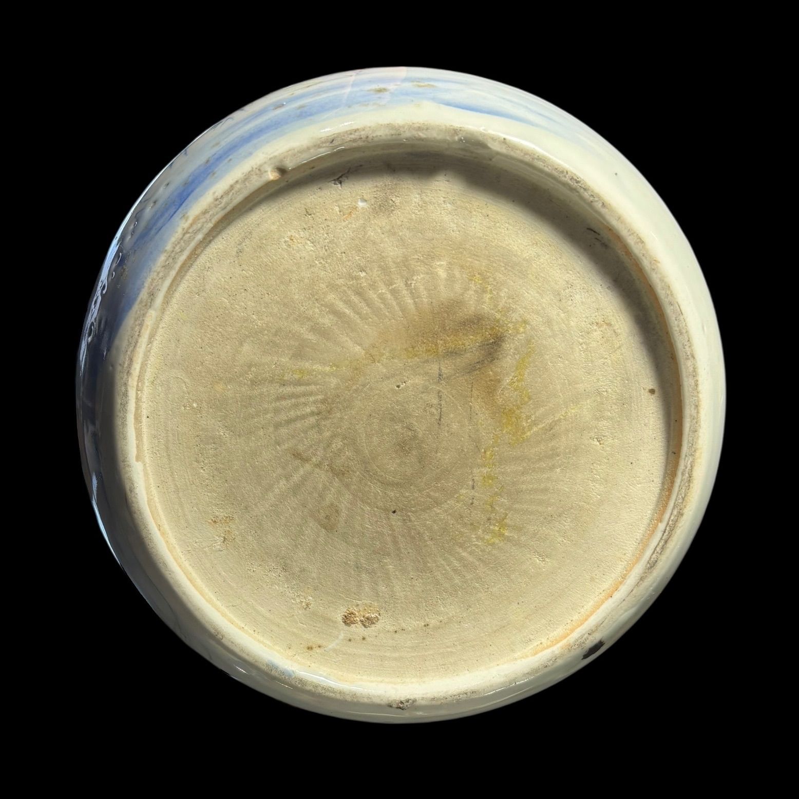 明治期 染付 火鉢 鶴松竹梅人物図 火鉢 陶器 時代物 古道具 骨董品