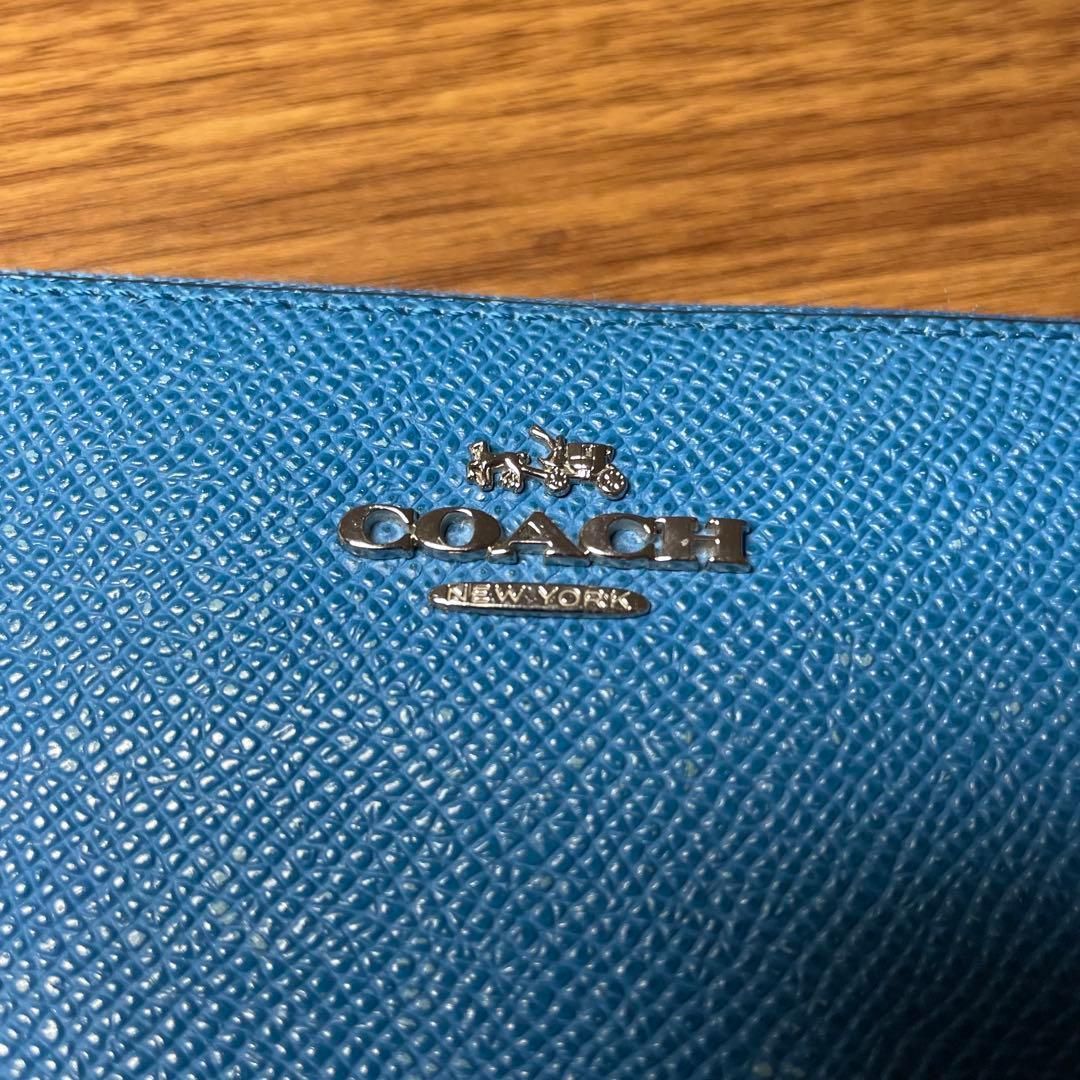 COACH コーチ 長財布 ラウンドファスナー ブルー レザー - メルカリ