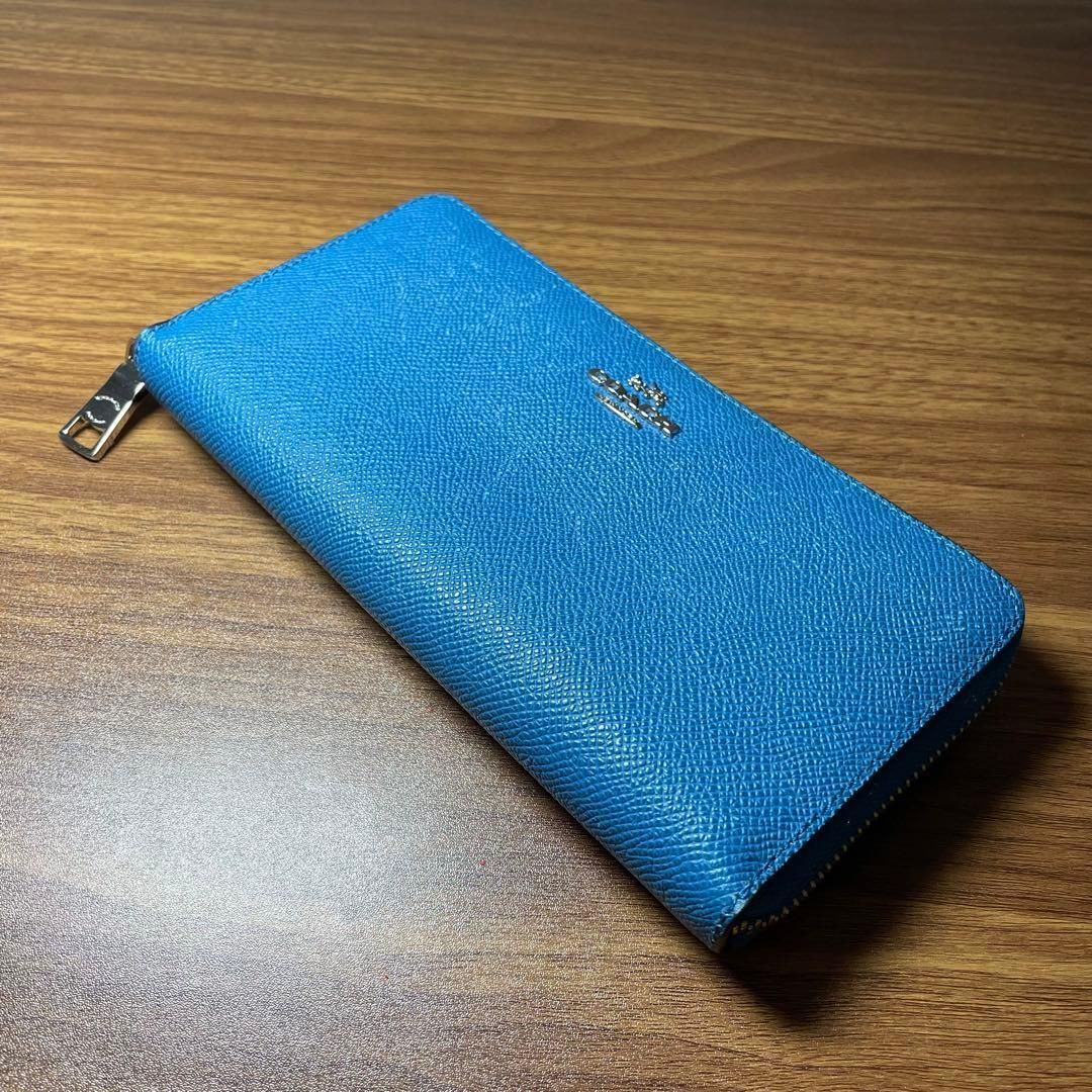 COACH コーチ 長財布 ラウンドファスナー ブルー レザー - メルカリ