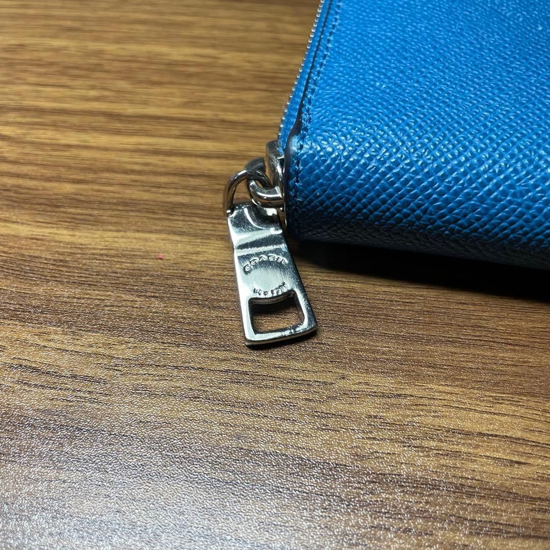 COACH コーチ 長財布 ラウンドファスナー ブルー レザー - メルカリ