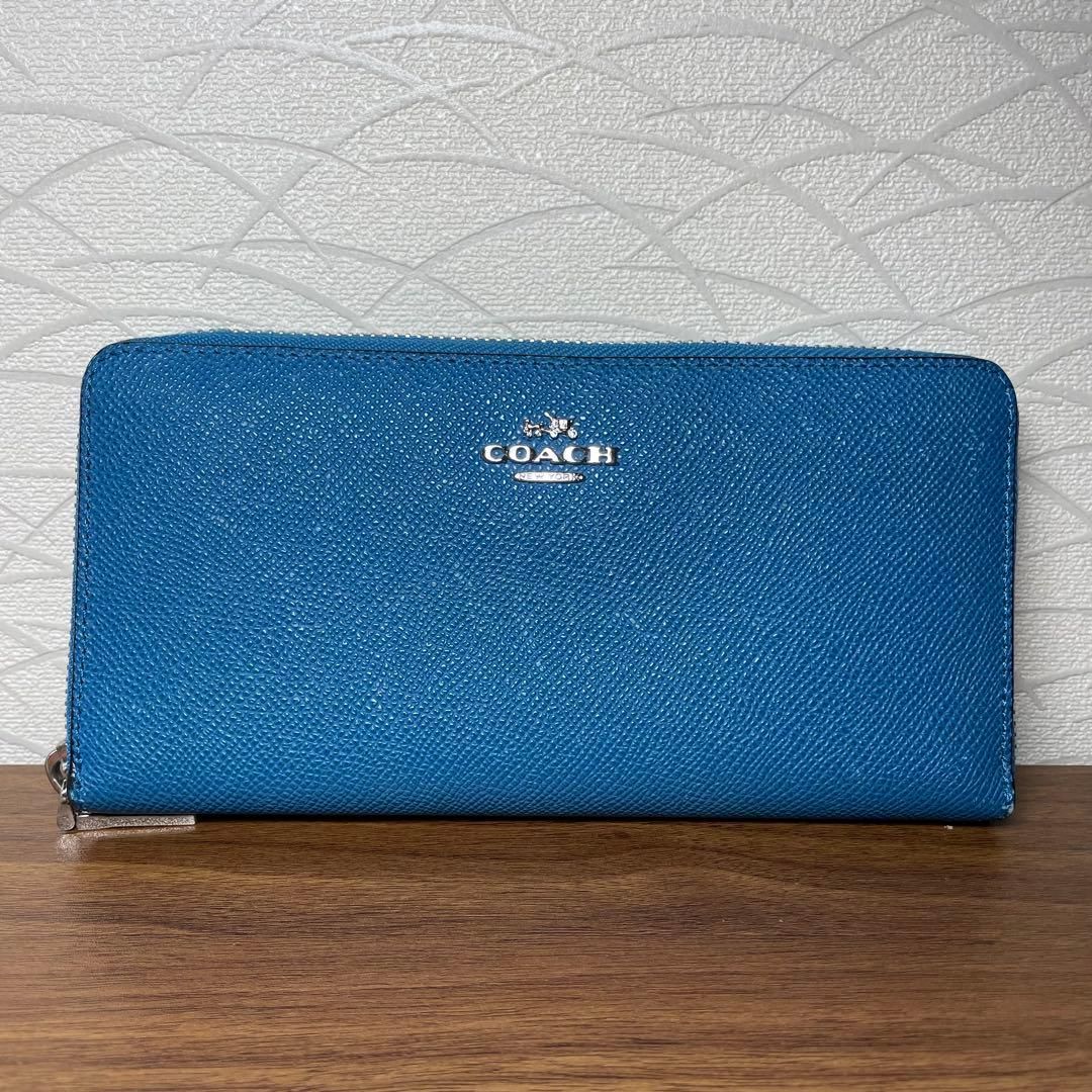 COACH コーチ ラウンドファスナー 長財布 コンチネンタルブルー Cロゴ COACH コーチ 長財布 ラウンドファスナー ブルー レザー - メルカリ