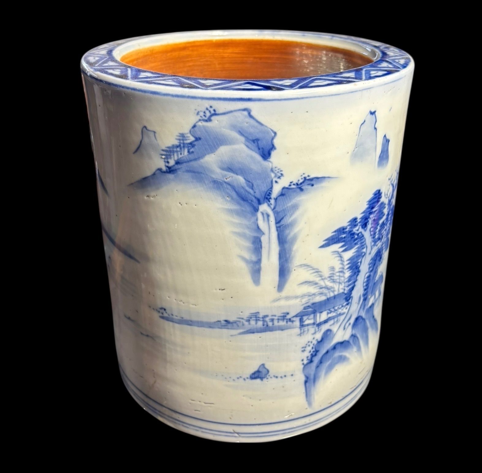 絵柄　火鉢　大型　風景　かめ　陶器 絵柄 火鉢 大型 風景 かめ 陶器