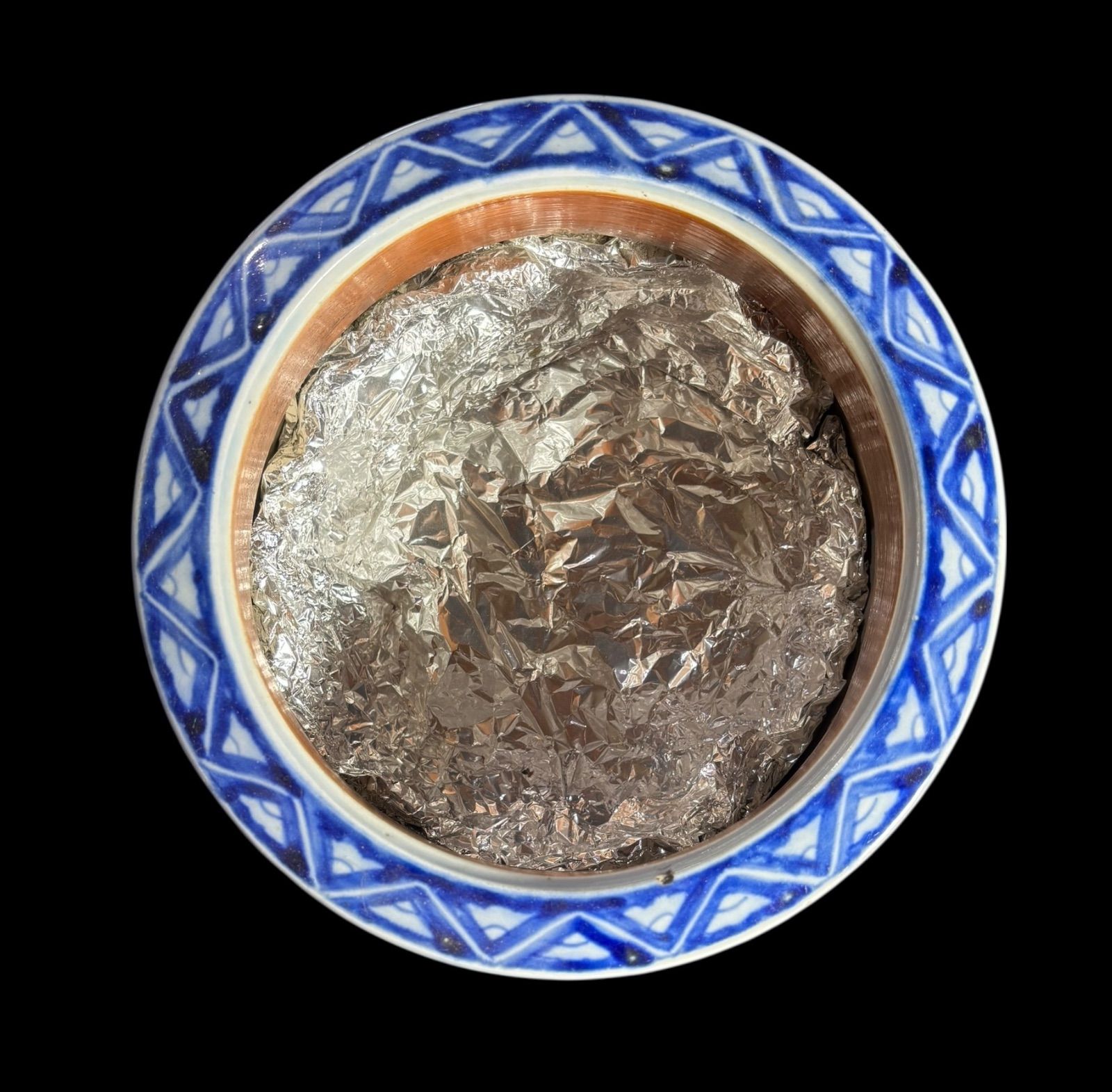 明治期 染付 火鉢 山水風景図 火鉢 陶器 時代物 古道具 骨董品