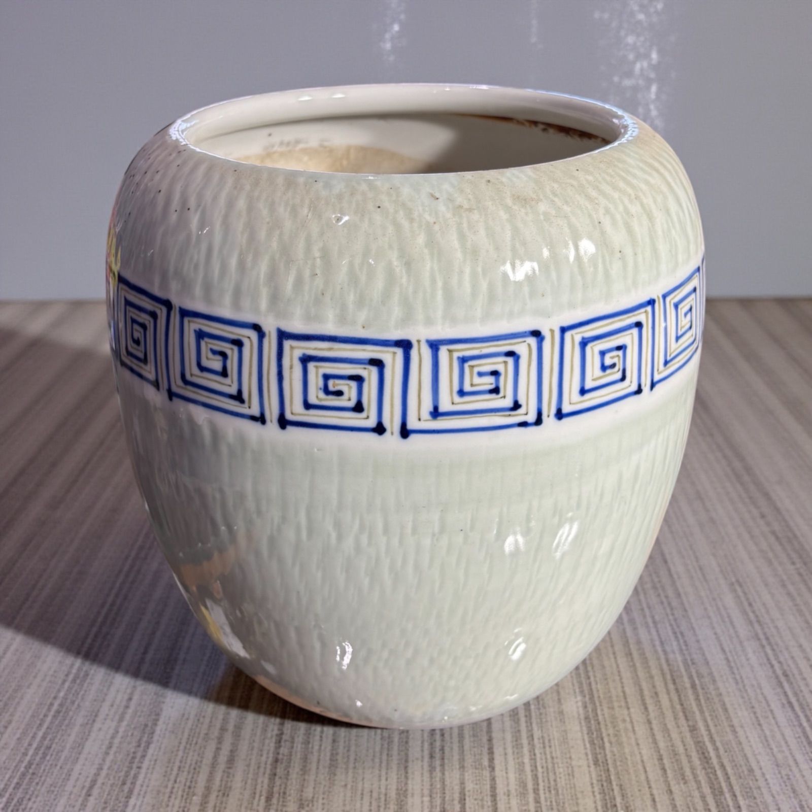 平安 染付 火鉢 白磁 火鉢 陶器 時代物 古道具 骨董品 アンティーク