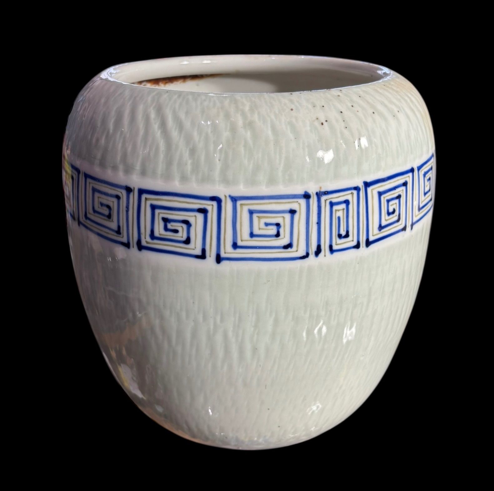 平安 染付 火鉢 白磁 火鉢 陶器 時代物 古道具 骨董品 アンティーク