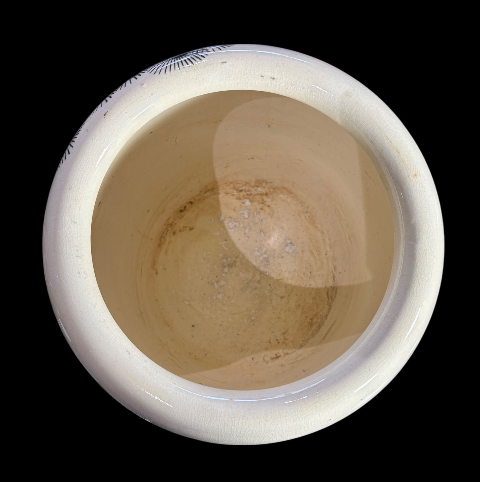 昭和 レトロ 手あぶり 火鉢 水墨画 松 火鉢 在銘 陶器 時代物 古道具