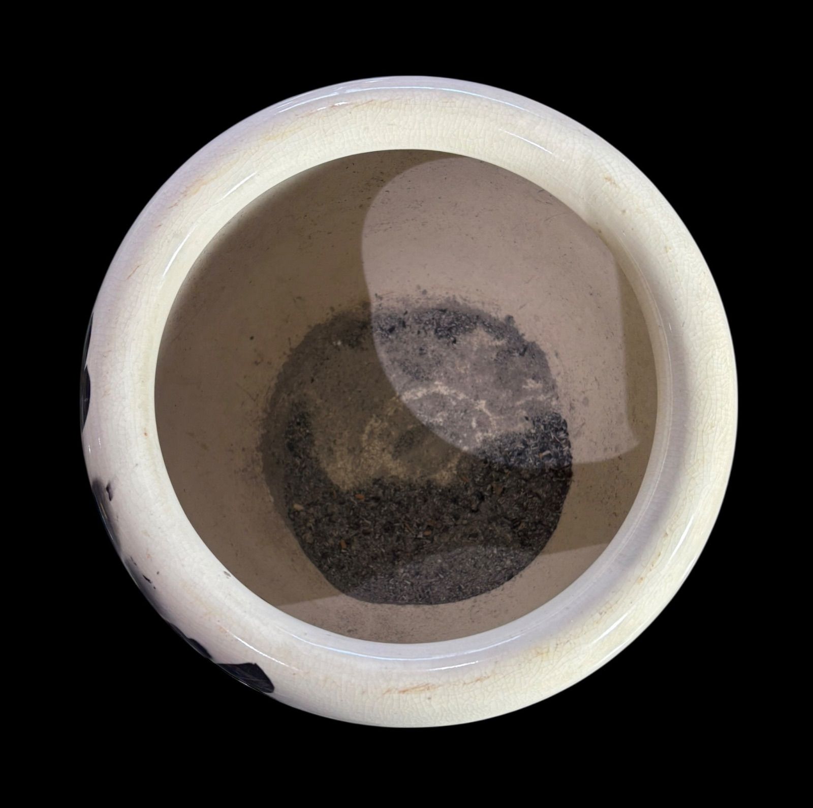 昭和 レトロ 手あぶり 火鉢 水墨画 牡丹 火鉢 在銘 陶器 時代物 古道具