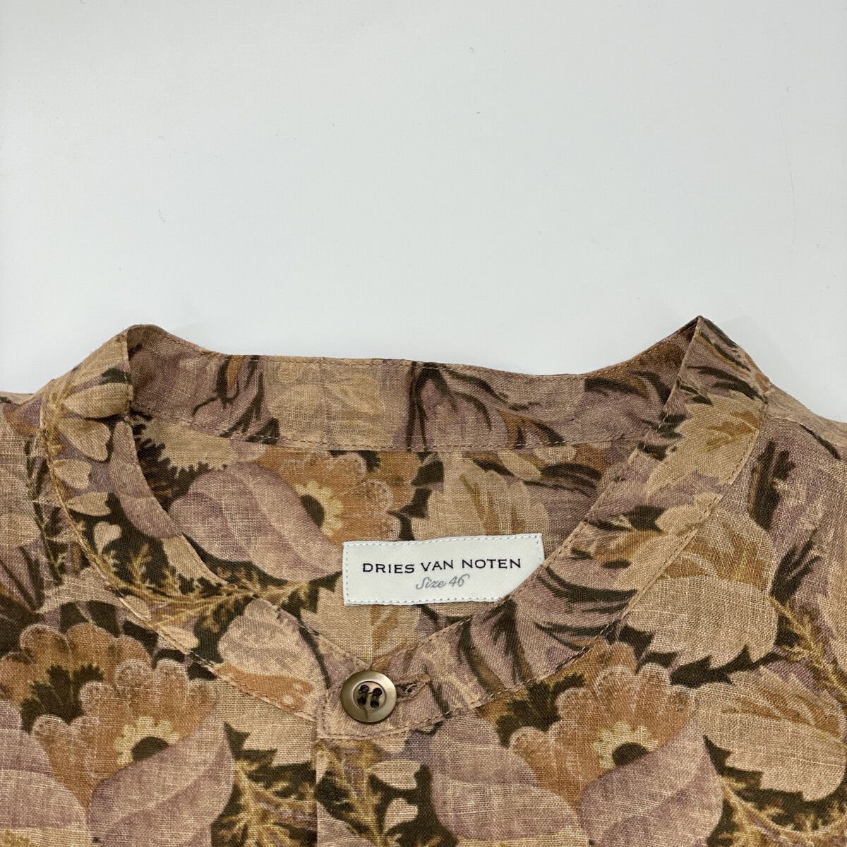 DRIES VAN NOTEN ドリスヴァンノッテン ﾍﾞｰｼﾞｭ 花柄ﾘﾈﾝｼｬﾂ 46 - メルカリ