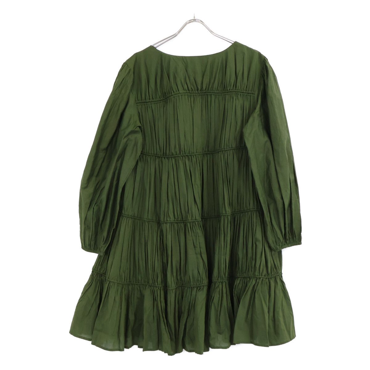 マーレット　ワンピース　カーキ MERLETTE マーレット ｶｰｷ ｺｯﾄﾝ SIDDAL ﾛﾝｸﾞｽﾘｰﾌﾞﾃｨｱｰﾄﾞﾜﾝﾋﾟｰｽ XS