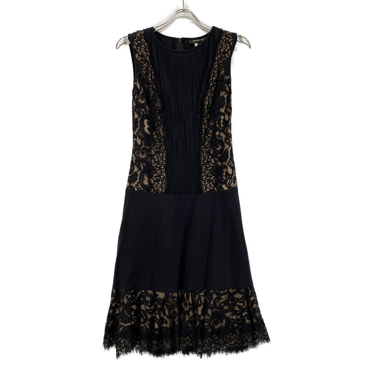 TADASHI SHOJI タダシショージ 6L1300M ﾌﾞﾗｯｸ 刺繍 ﾚｰｽ ﾉｰｽﾘｰﾌﾞ ﾄﾞﾚｽ