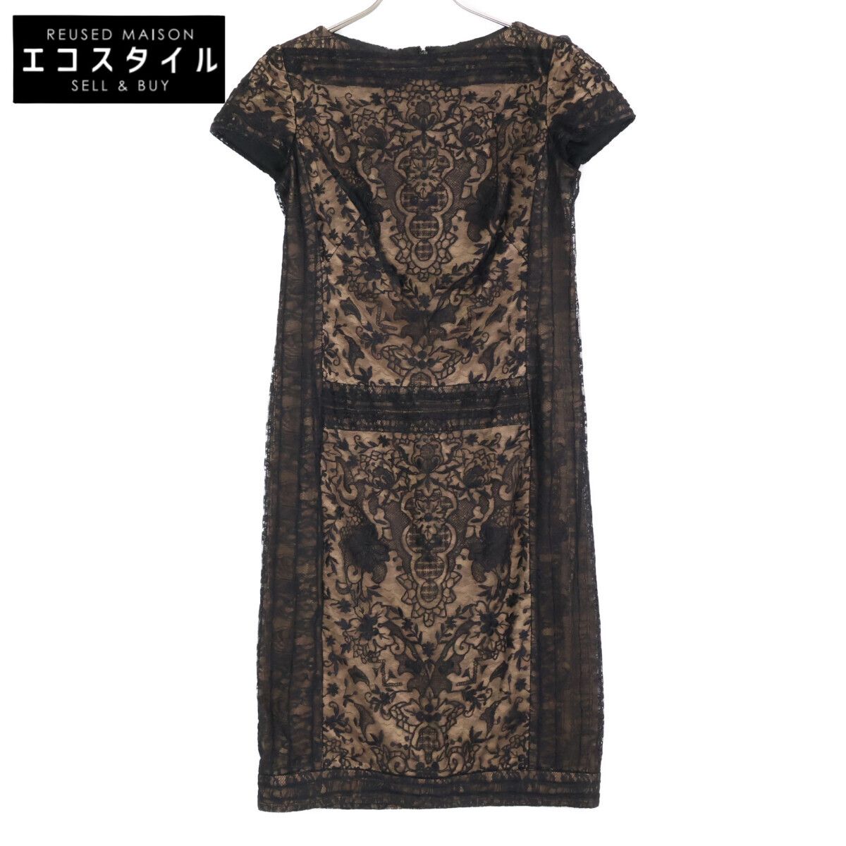 TADASHI SHOJI タダシショージ AEE1251MZ ﾌﾞﾗｯｸ 刺繍 ﾉｰｽﾘｰﾌﾞ ﾄﾞﾚｽ