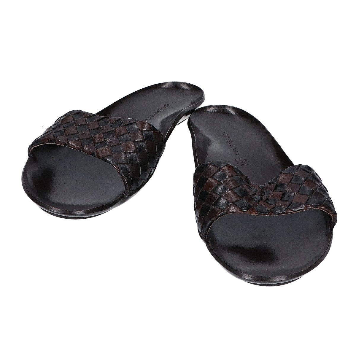 Bottega Veneta plat サンダル イントレチャート ブラック BOTTEGA VENETA ボッテガヴェネタ 【美品】レザー イントレチャート