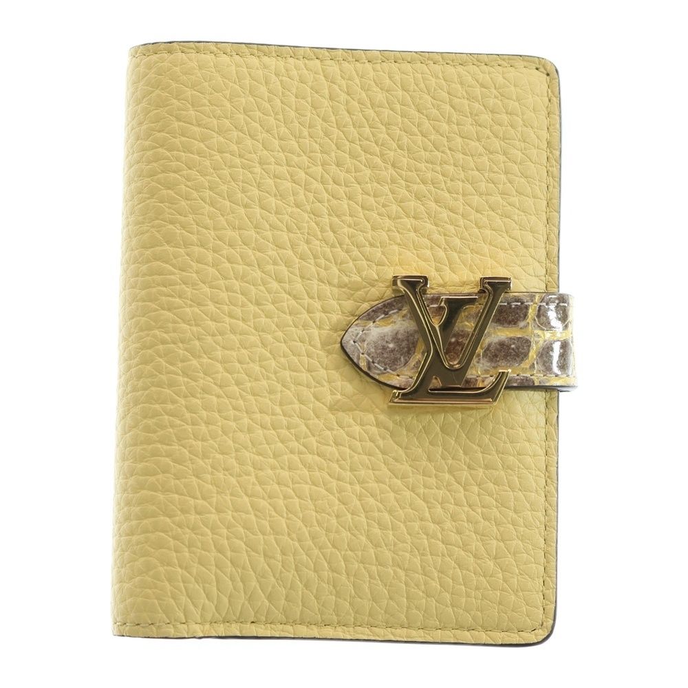 LOUIS VUITTON (ルイヴィトン) ヴェルティカル コンパクトウォレット 二つ折り財布 コインケース イエロー レザー×パイソン  ゴールド金具 - メルカリ