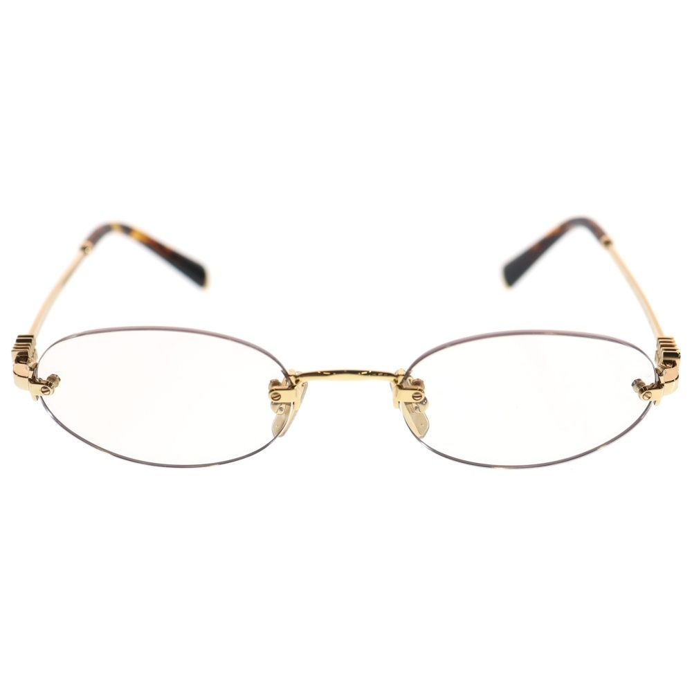 miumiu (ミュウミュウ) ロゴテンプルリムレスサングラス 眼鏡 ゴールド