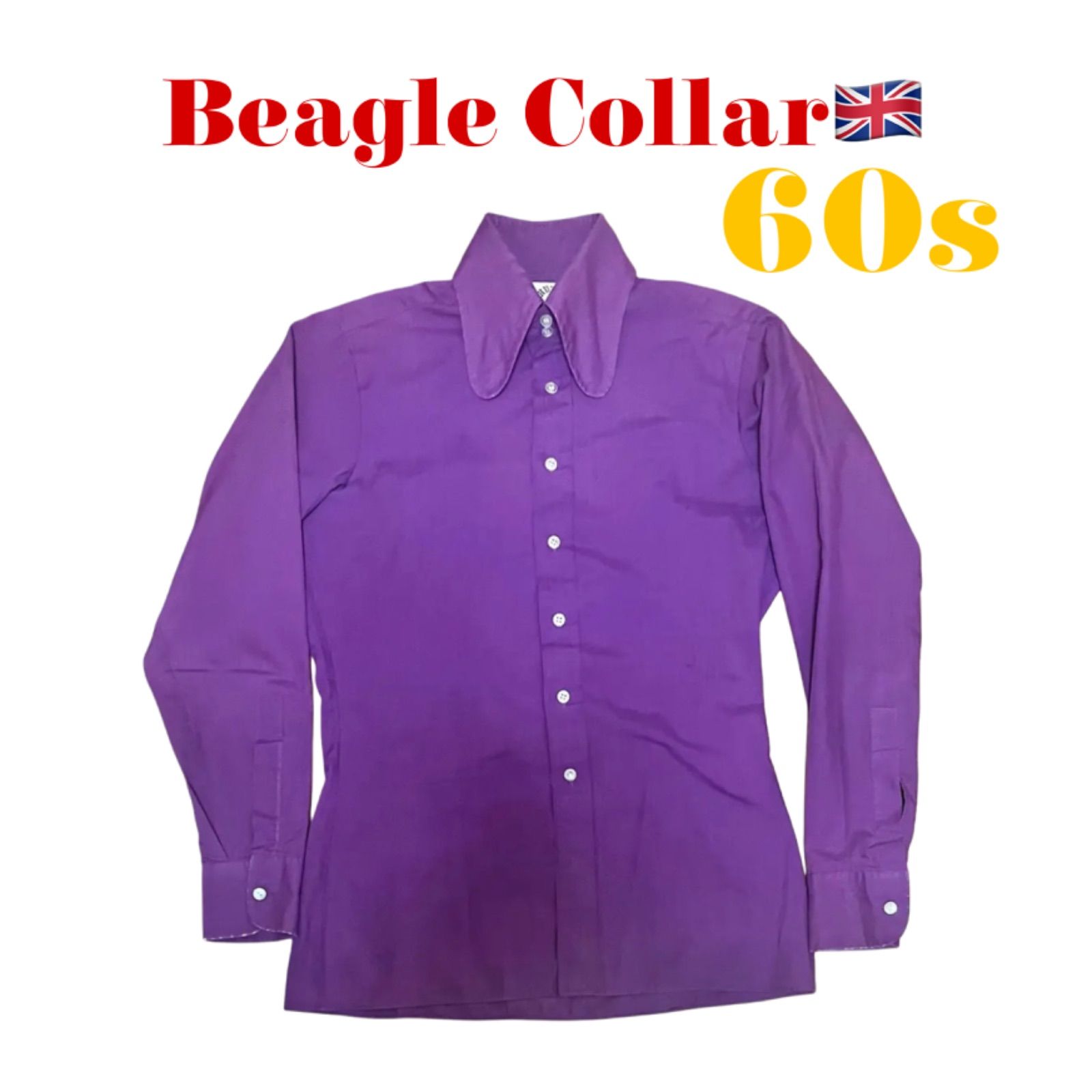 60s UK BRUTUS Beagle Collar シャツ パープル