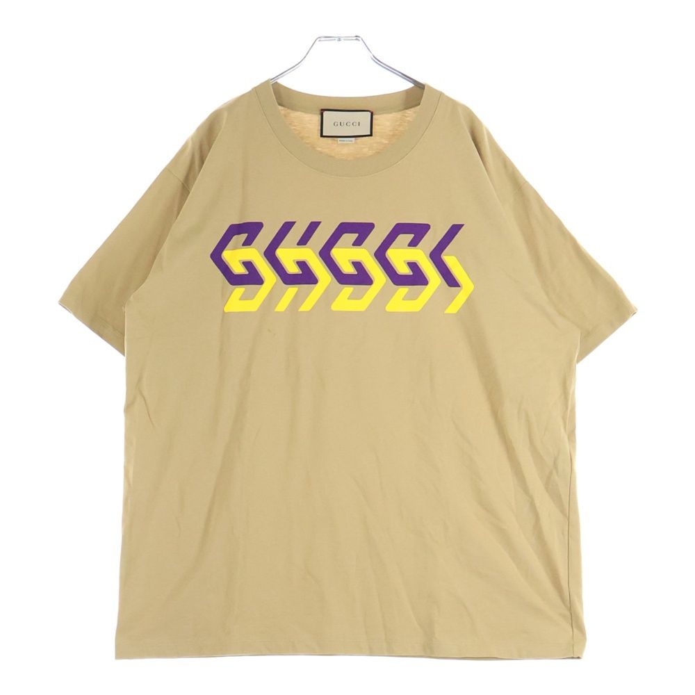 GUCCI (グッチ) 22SS ミラーロゴプリントTシャツ ベージュ 616036