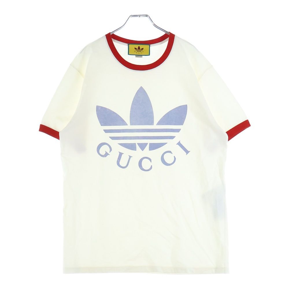 GUCCI (グッチ) ×adidas アディダス トレフォイルロゴ トリムTシャツ