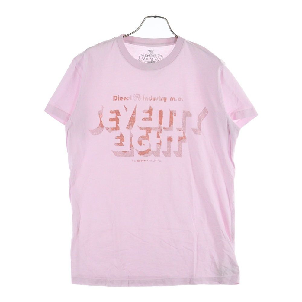 DIESEL (ディーゼル) ラメ入り フェルトロゴ クルーネック 半袖Tシャツ