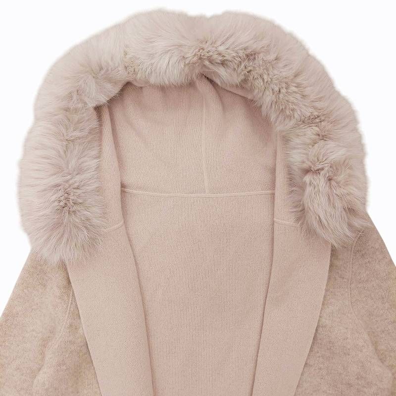 ルネ Rene フォックスファー カシミヤ リバーシブル フーデット ニット