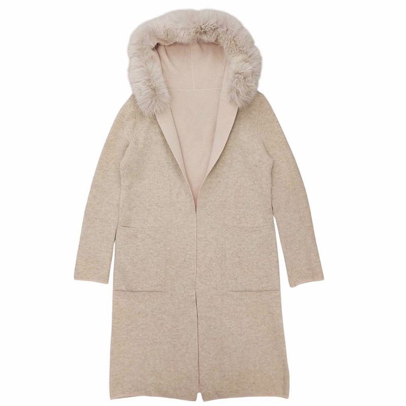 ルネ Rene フォックスファー カシミヤ リバーシブル フーデット ニット