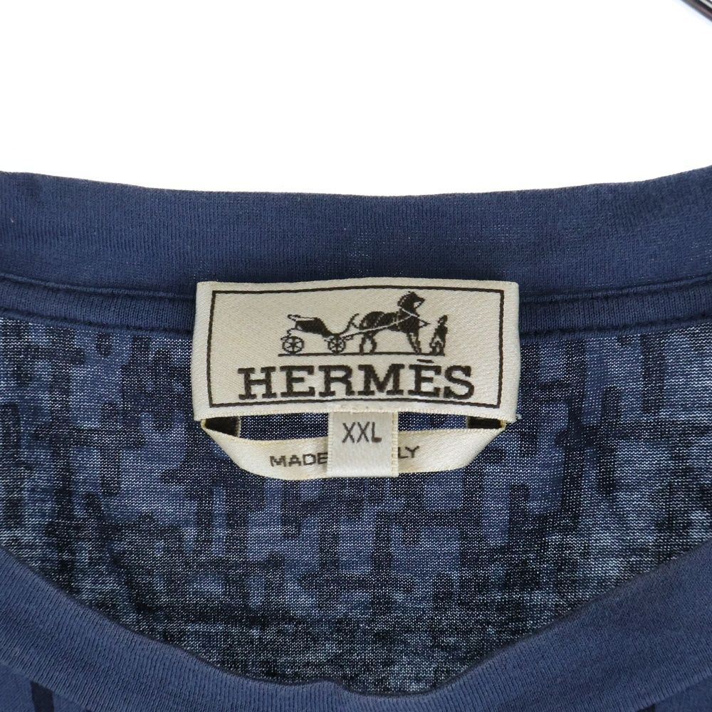 HERMES (エルメス) H総柄 半袖Tシャツ ネイビー - メルカリ