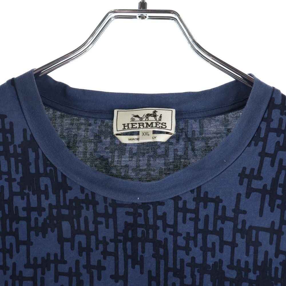 HERMES (エルメス) H総柄 半袖Tシャツ ネイビー - メルカリ