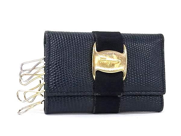 □美品□ Salvatore Ferragamo フェラガモ ヴァラ リザード型押し