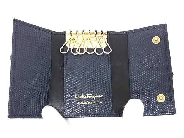 □美品□ Salvatore Ferragamo フェラガモ ヴァラ リザード型押し