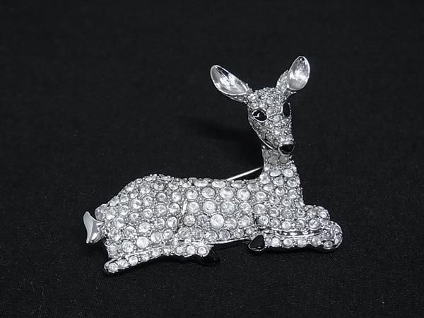 □美品□ SWAROVSKI スワロフスキー 鹿 バンビ ラインストーン ピン
