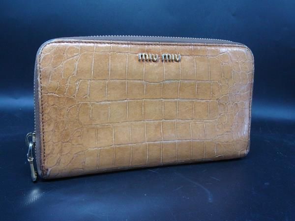 □美品□ miumiu ミュウミュウ クロコダイル型押しレザー ラウンド