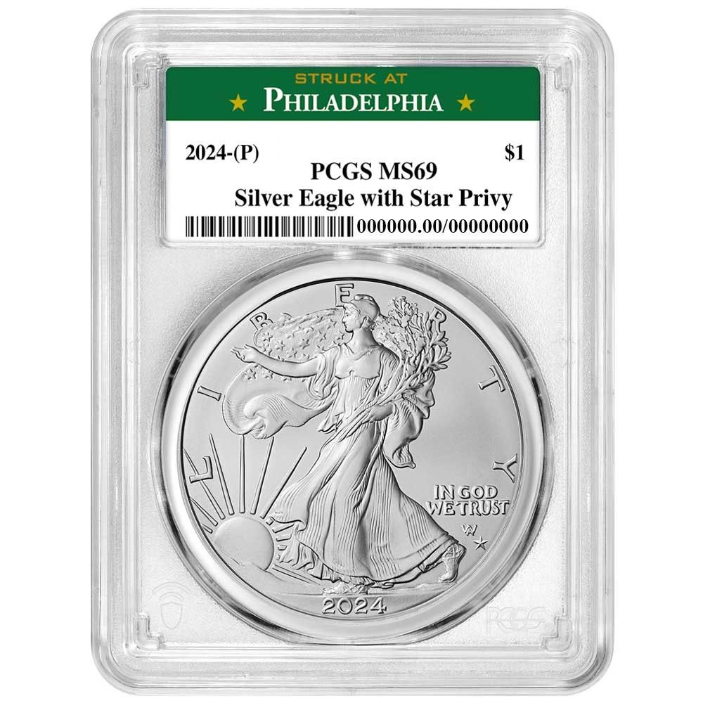 2024年 (P) 1ドル アメリカン シルバー イーグル スター プリヴィ PCGS