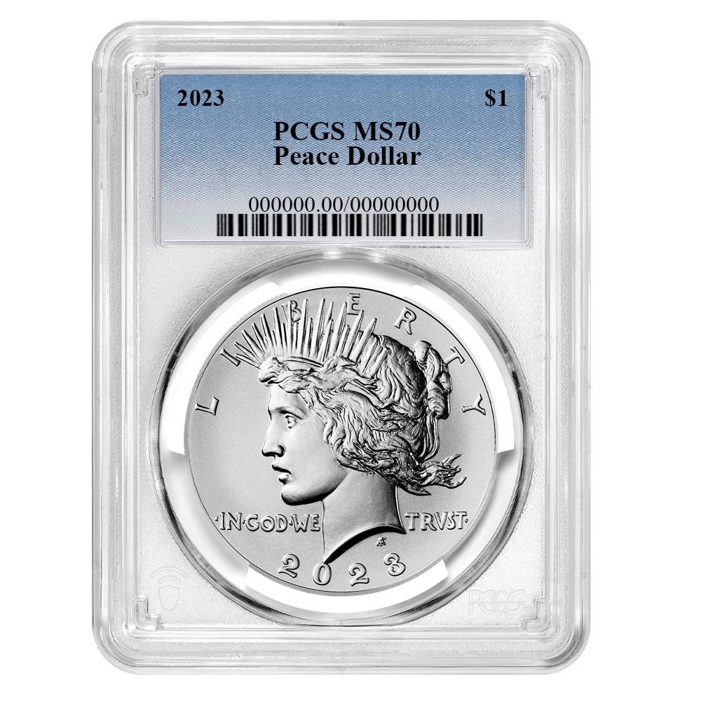 2023年 1ドル ピース銀貨 PCGS MS70 ブルーラベル - メルカリ
