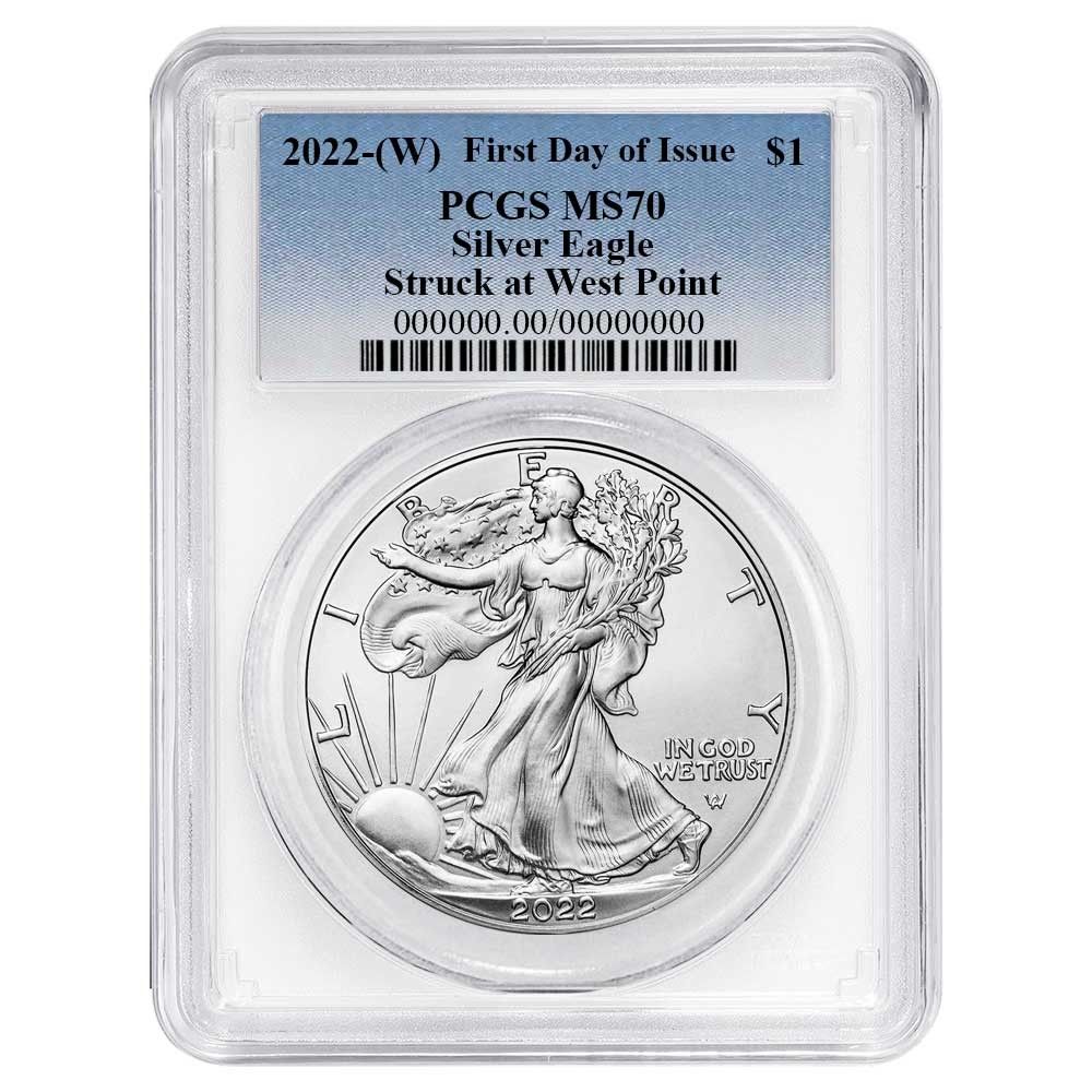 2022年 (W) 1ドル アメリカン シルバー イーグル PCGS MS70 FDOI