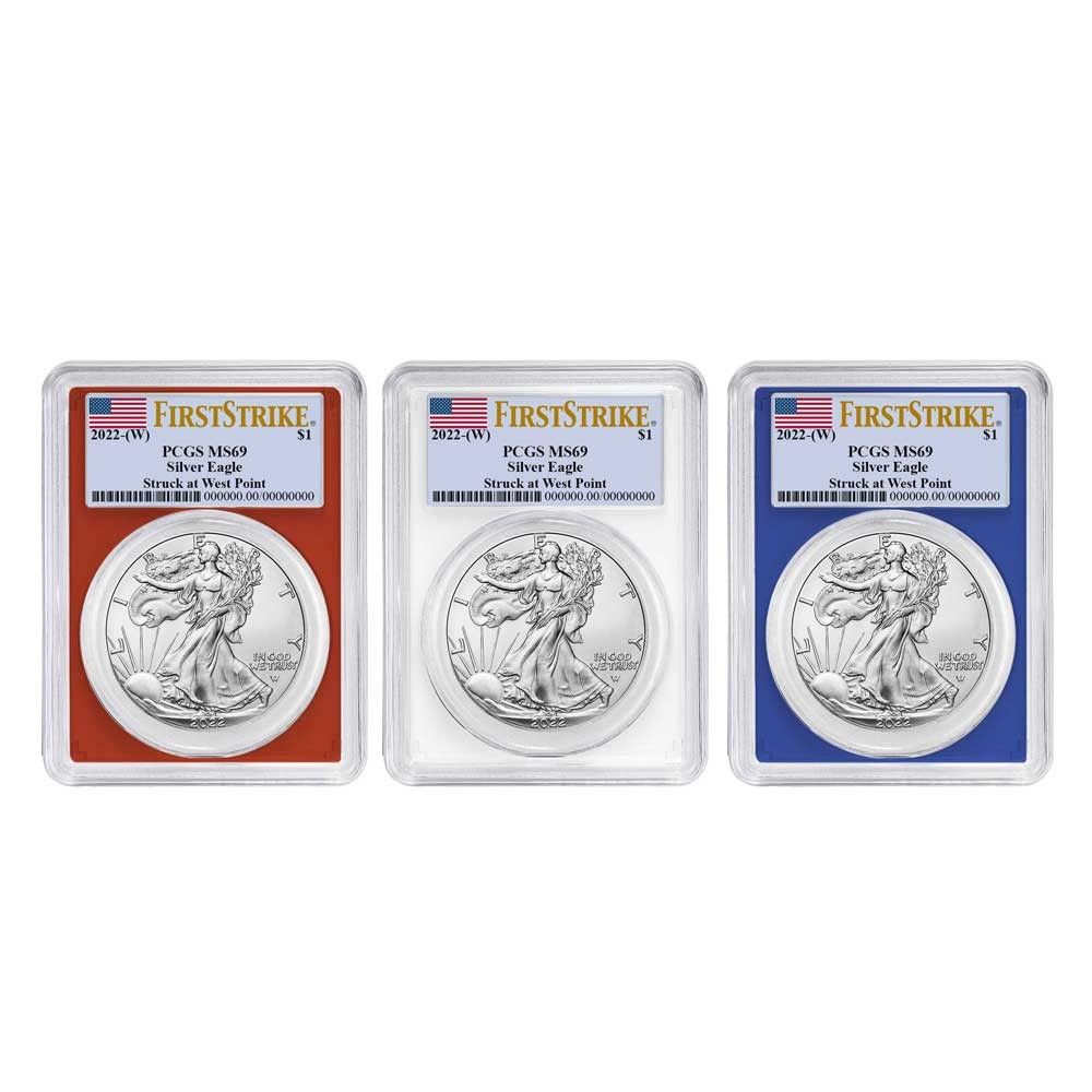 2022年 (W) 1ドル アメリカン シルバー イーグル 3枚セット PCGS MS69