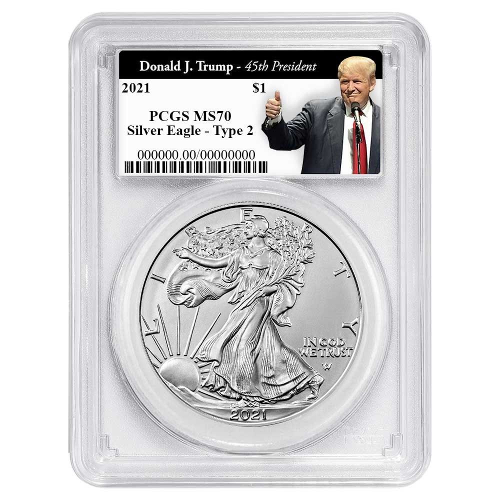 2021年 1ドル タイプ2 アメリカン シルバー イーグル PCGS MS70