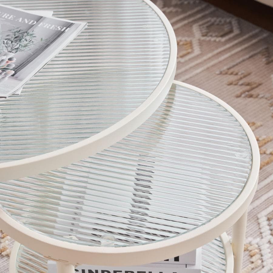 新品 ガラステーブル 2点セット センターテーブル ガラス天板1711-160