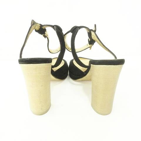 グッチ GUCCI ストラップ サンダル ハイヒール スエード EU34 黒