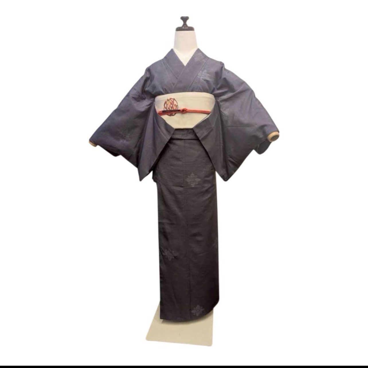 正絹 結城紬風 袷 フルセット コーディネート済 身丈157 裄64 コ8