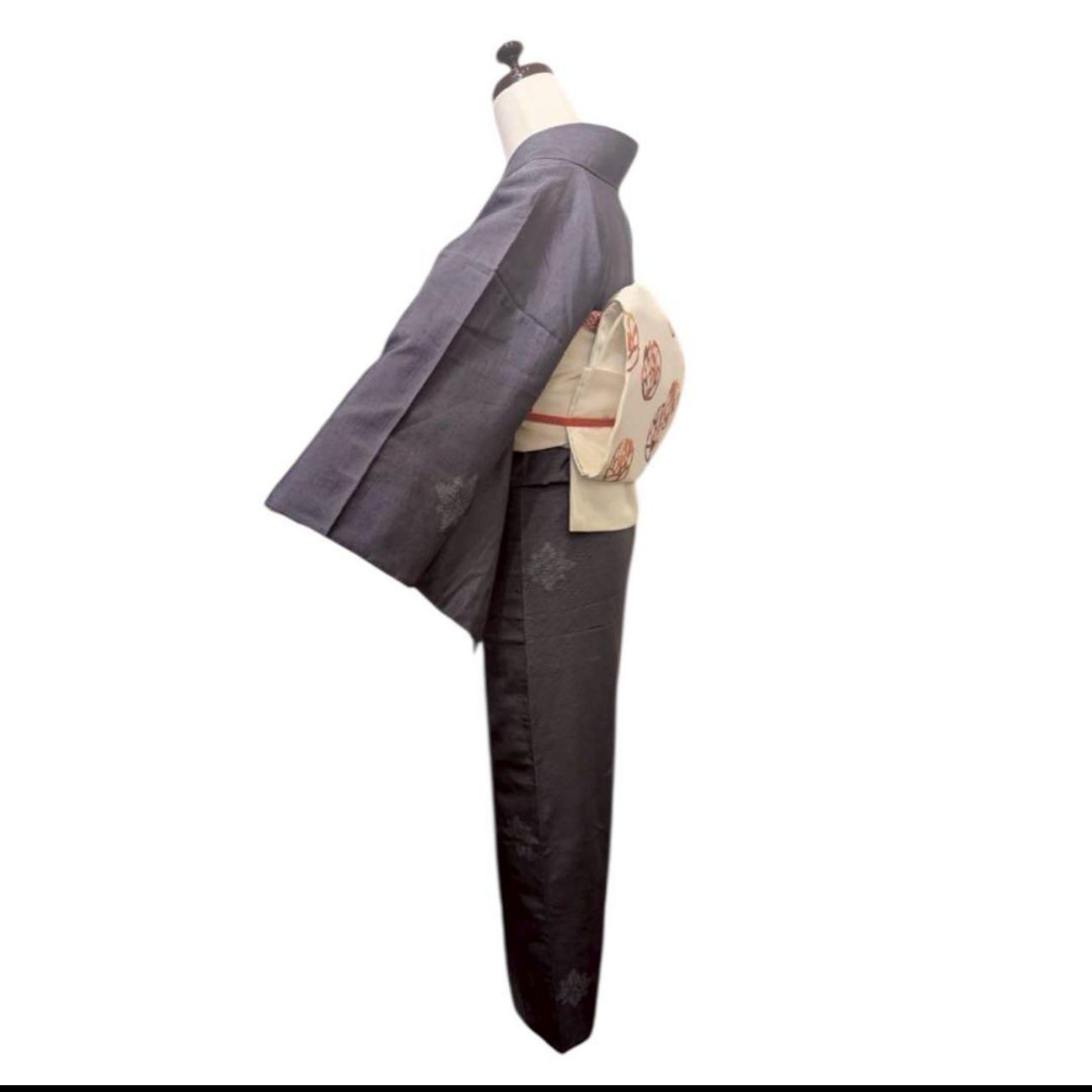 正絹 結城紬風 袷 フルセット コーディネート済 身丈157 裄64 コ8