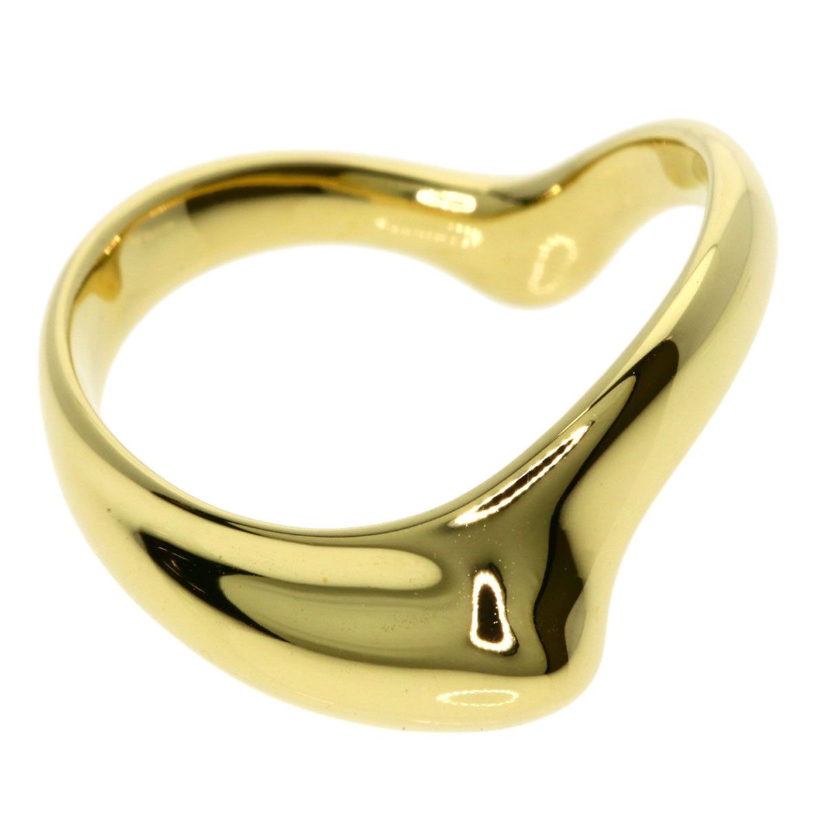 ティファニーカーブドハート K18 7.5号 新品仕上げ　無傷未使用に近い TIFFANY&Co. ティファニー カーブド ウェーブ ハート リング・指輪