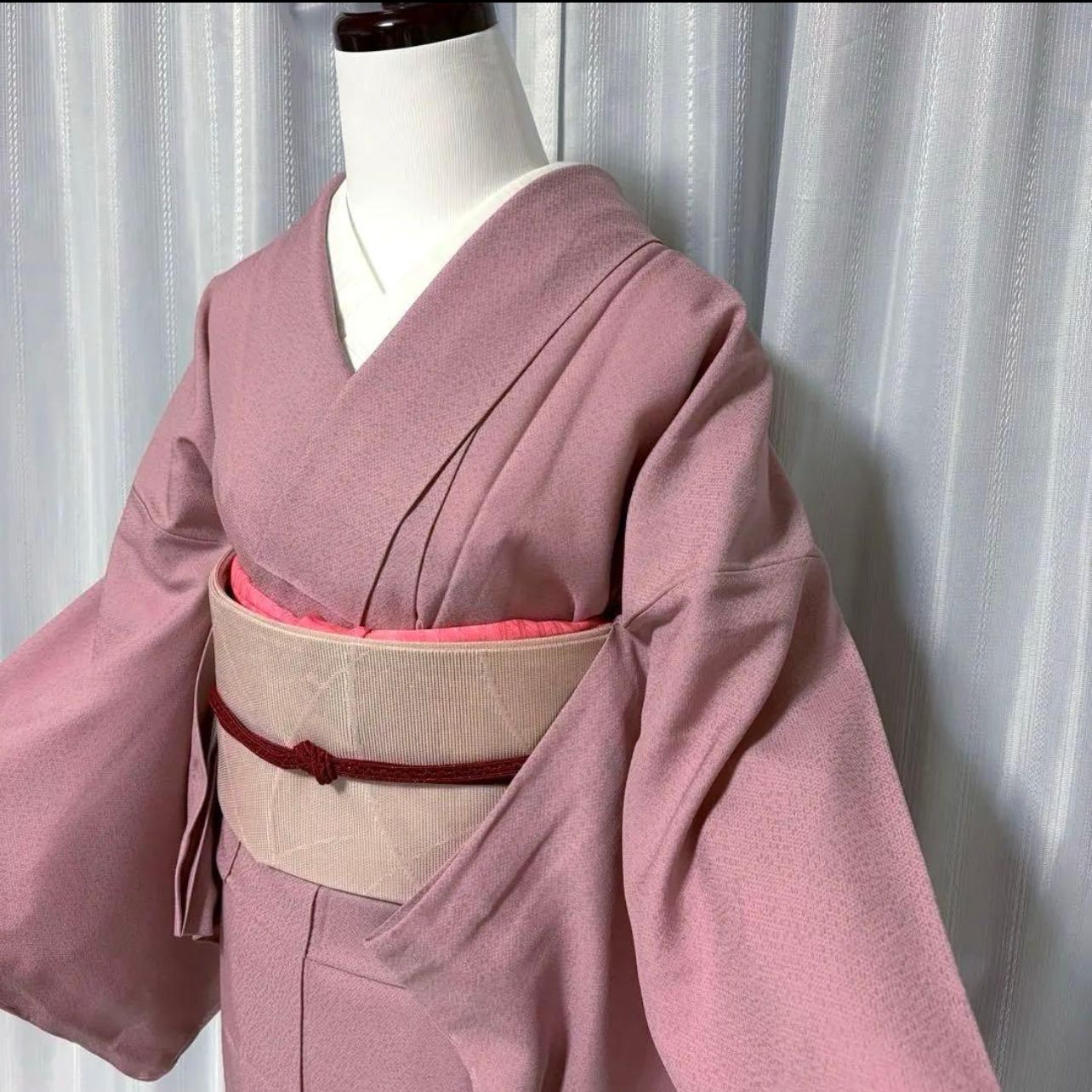 オ 正絹 薄物 紋紗 単衣 紋付 色無地 フルセット しつけ 未着用 オ2