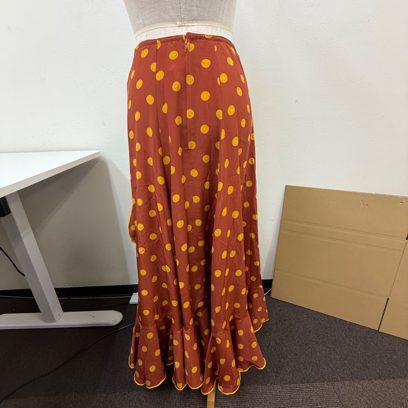 CANELA PURA】フラメンコ衣装 スカート ファルダ オレンジ ドット
