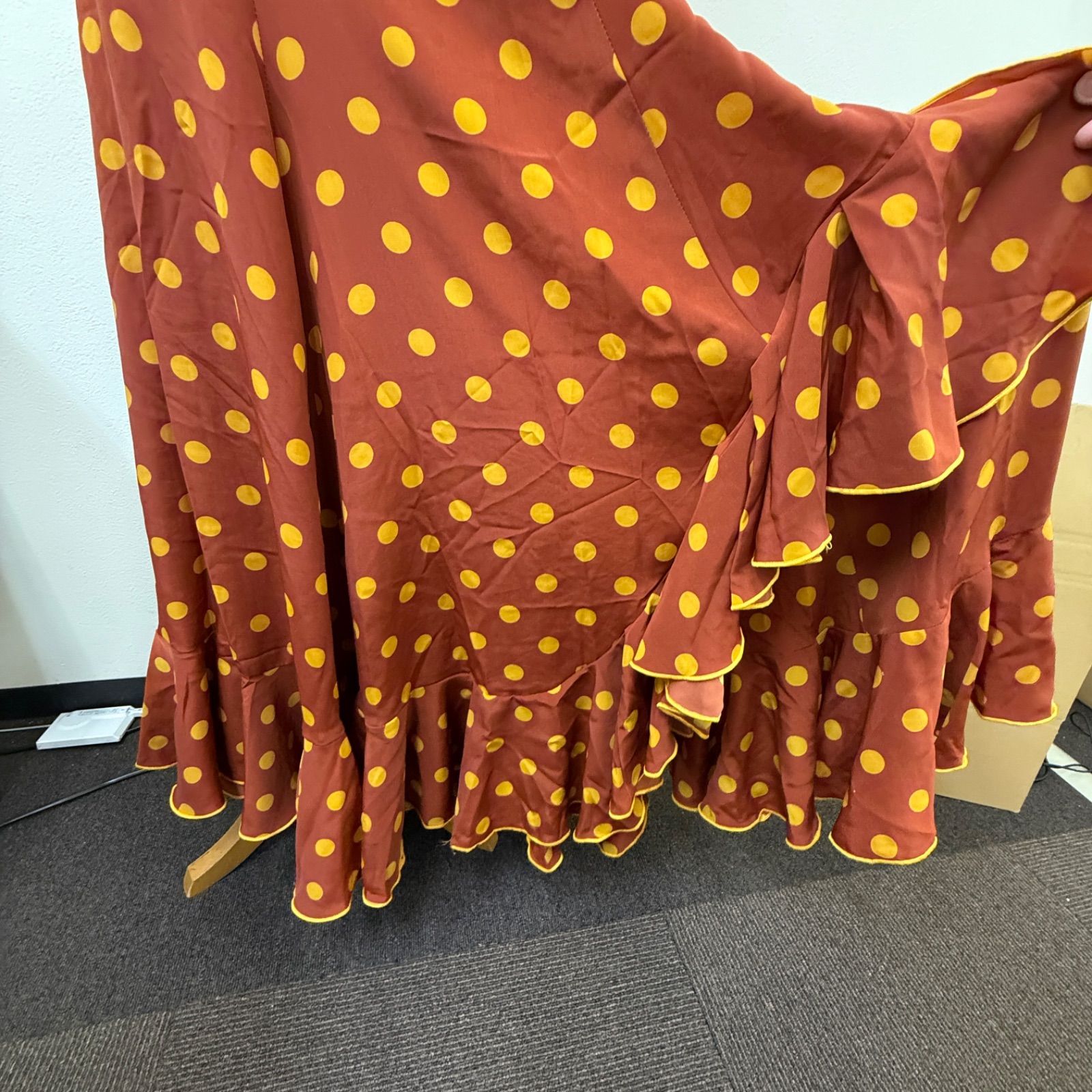 CANELA PURA】フラメンコ衣装 スカート ファルダ オレンジ ドット